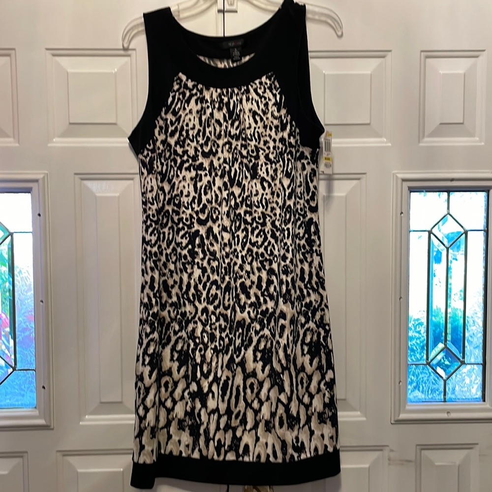 Style and Company, tank dress. Leopard print with black trim.